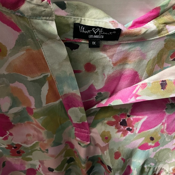 Velvet Heart Water Colors Sleeveless Collar V Neck Tencel Summer dress sz 1X - Picture 13 of 15